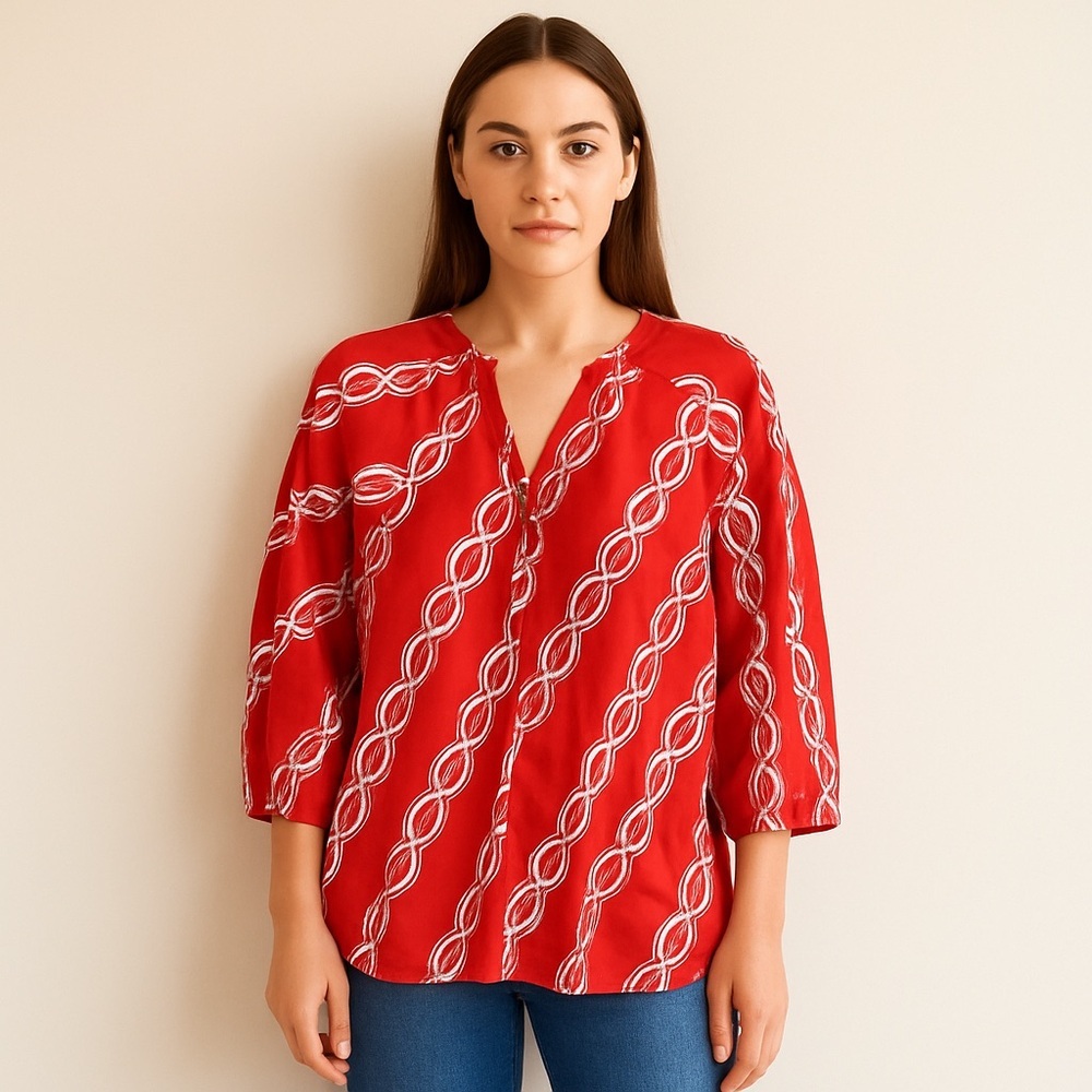 NEW • Tucker NYC • Combo Classic Blouse Red Link S